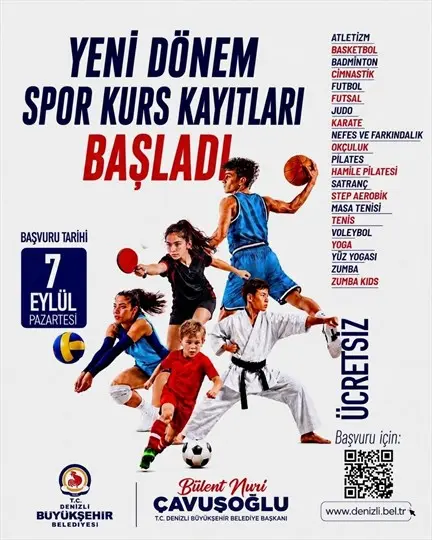 Denizli’de Ücretsiz Spor Kurslarında Yeni Dönem Başlıyor